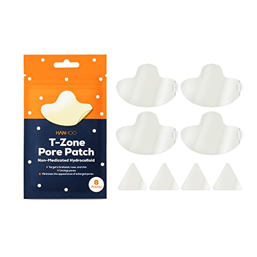 HANHOO T-Zone Pore Patch | Hydrocolloid Nose Patches | For Blackheads & Clogged Pores | Fits Nose, Chin, and Forehead | Cruelty-free and Vegan | 8 Patch Count - 4 Pore Patches + 4 Triangle Patches