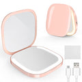 MY BEAUTY LIGHT Bright Compact Mirror with Durable Rechargeable 1X/3X Magnifying Light, 3000K-6000K Travel Makeup Mirror with Lights for Handbag Purse Pocket (Pink)