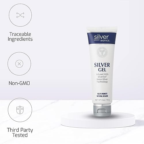 Silver Biotics First Aid Healing & Soothing Gel | Advanced SilverSol Technology | Amazing for Healing Skin from Scars, Burns, Wounds, Blemishes & More | 20ppm | 4 Oz (Pack of 2)