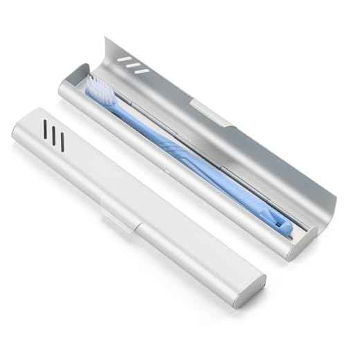 Travel Toothbrush Case, Portable Toothbrush Holder, Durable Aluminum Toothbrush Storage Box, Small Breathable Manual Toothbrush Container for Traveling, School, Camping, Business Trip - Sliver