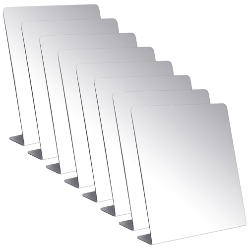 Amyhill 8 Pcs Counter Top Mirror Freestanding Mirror Single Sided Acrylic Desk Glass for Tabletop Bedroom Office Bathroom Home Dorm (8.5 x 9 Inch)