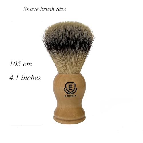 Premium Shaving Brushes For Men by Echolly-Super Strong NO Shed Bristle Wood Handle Shave Brushes-Wood Handle Legacy Shave Brush-Rich and Fast Lather Shaving Cream Brush (Classic Beech)