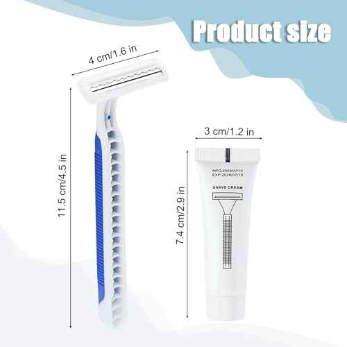 Disposable Razors in Bulk Pack of 30,Blue Disposable Shaving Razors Individual Wrapped Twin Blade Bulk Disposable Razors with Clear Cap and 10g Shaving Cream for Homeless,Hotel,Travel,Charity,Shelter