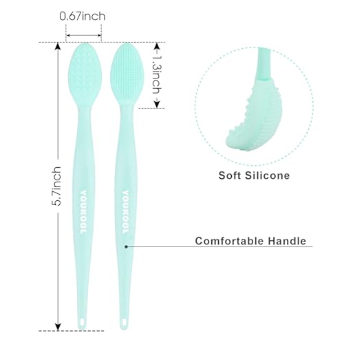 Double-Sided Silicone Lip Scrub Brush Set - Green, 2pcs for Smoother, Fuller Lips