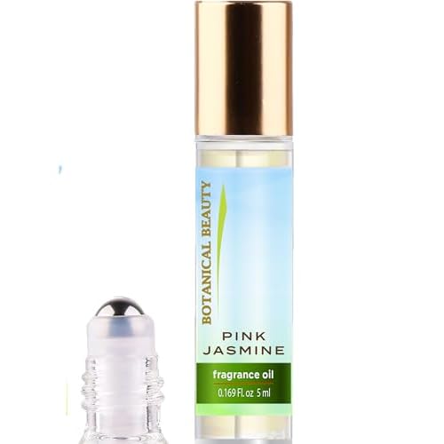 Botanical Beauty PINK JASMINE FRAGRANCE OIL ROLL-ON 0.169 Fl Oz 5 ml Rollerball Perfume, Long Lasting an luxury scent of Jasmine, Magnolia, Tiare Flower, Lilac, Rose, Gardenia, Orange Flowers.