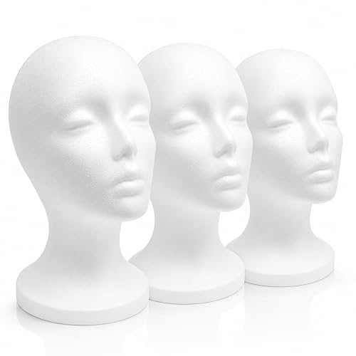 Smilco 12-Inch Foam Wig Heads, 3 Pack Female Mannequin