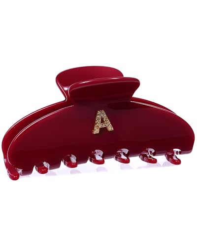 Mesovor Cherry Red Initial Hair Claw Clips 3.9" Acetate