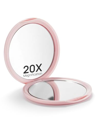 Macaki 1x/20x Compact Magnifying Mirror, 3 in, Pink