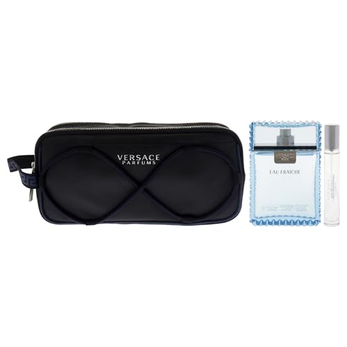 Versace Man Eau Fraiche 3-Piece Gift Set - 3.4 oz EDT, Travel Spray & Bag