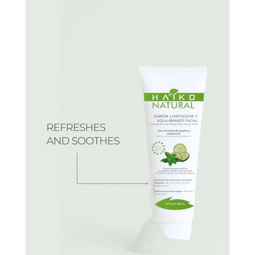 Facial Cleansing & Balancing Soap with Cucumber & Vitamin E. Removes Impurities & Blackheads. Restores Skin Elasticity & Firmness. Non-Greasy & Paraben-Free - 2.7 FL.OZ / 80g
