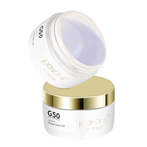 JODSONE 3-in-1 Builder Gel G50 - Clear Nail Strengthening & Building Gel, 15g, No Wipe Base Coat, UV/LED Curing, Variation G50