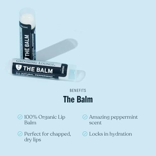 Grooming Lounge The Balm - Organic Lip Balm for Men, Intense Therapy, Peppermint Scent, 3-pack Value Set