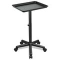 Fuehomue Black Salon Rolling Tray on Wheels with Adjustable Height for Hair, Tattoo & Dental Use