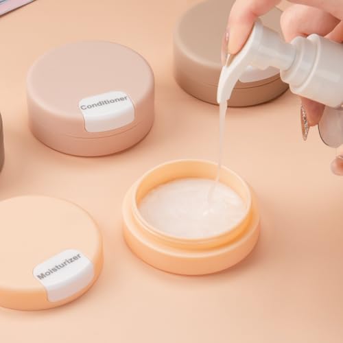 Gemice 1oz Magnetic Travel Containers Set with Labels, Apricot - Leakproof Toiletry Bottles for TSA Carry-On