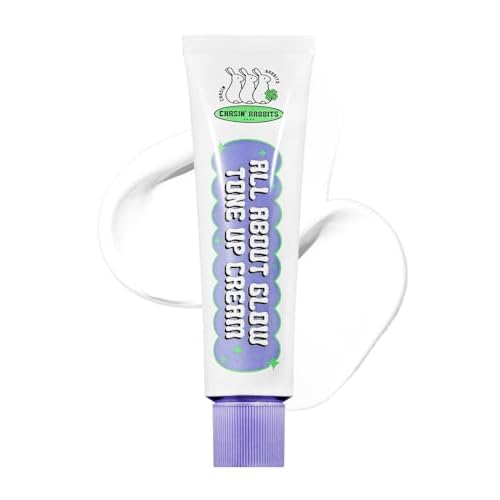 CHASIN' RABBITS All About Glow Tone-up Cream 1.69 fl. Oz, Natural Makeup Base, No Makeup Natural Look, Glow Skin, Long-Lasting Hydrating, Soft Texture, Vegan, Face & Body, K Beauty