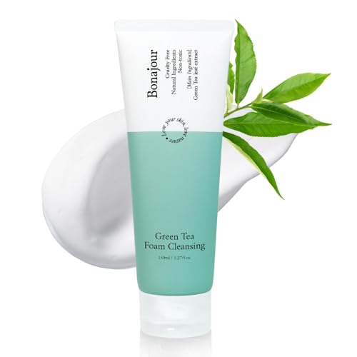 [BONAJOUR] Green Tea Natural Pores Foam Cleanser - The Best Facial Wash for Acne & Oily skin, Pore tightening and sebum control 5.1Fl.oz