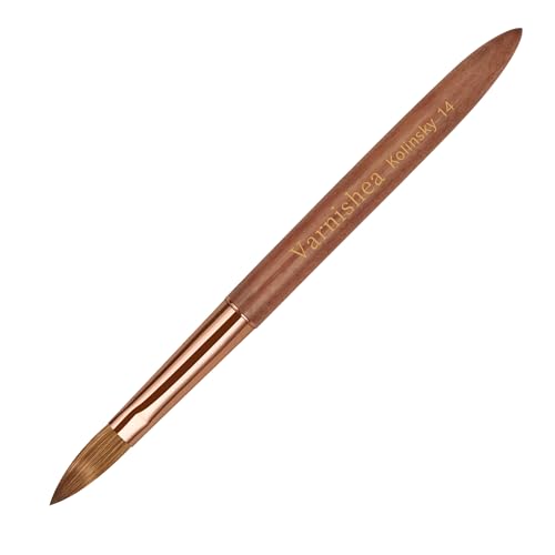 Pure Kolinsky Hair Acrylic Nail Brush Solid Wood Handle Professional Manicure Brushes for Powder Nail Acrylic Application - Salon & DIY Nail Art Essentials - Size 14, 1.0 Count