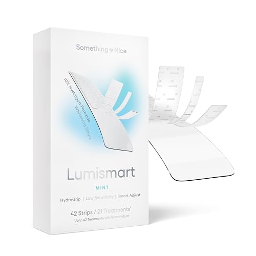 Something Nice Lumismart Whitening Strips - Dentist-Designed, Enamel Safe, up to 42 Treatments with Smart Adjust - Teeth Whitening Strips in Mint for Sensitive Teeth