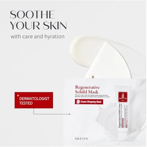 ARZTIN Regenerative Schild Mask, Triple-coated Wrapping High Nutritional Cream Sheet Rich moisture Premium Mask 0.56OzX5ea, Korean Skincare