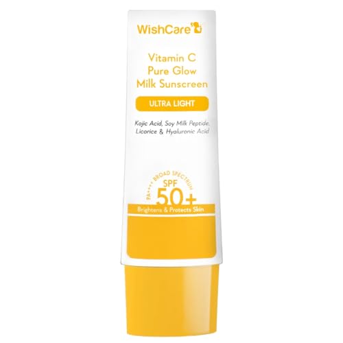 WishCare Vitamin C Sunscreen SPF 50 PA++++ | Pure Glow Milk | Oil Free | No White Cast | 50g