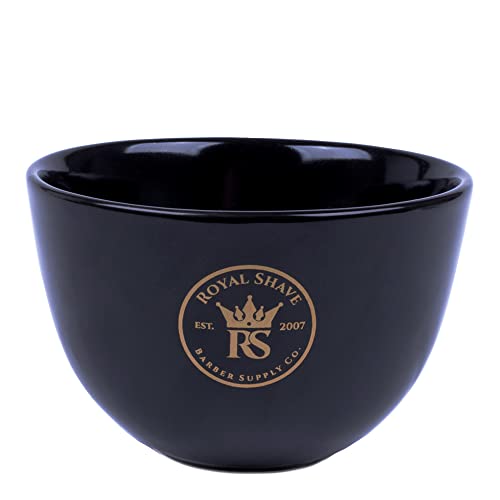 ROYAL SHAVE Ceramic Textured Shaving Bowl ? Shave Soap & Shaving Cream Dish, Textured for Rich Lather ? LARGE (Black)