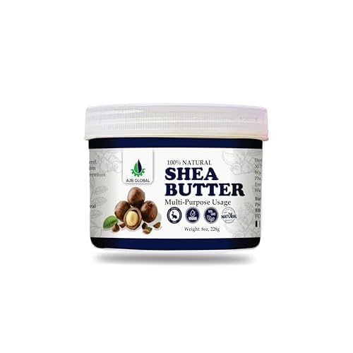 AJB Global African Raw shea butter- Unrefined,100% Pure - Natural Moisturizer for Skin & Hair 8 oz (228) g