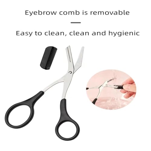 Eyebrow Trimmer Scissors with Comb - Women's Grooming Tool, Non-Slip Handle, Stainless Steel