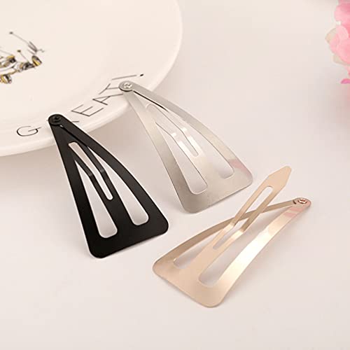 20 Pcs Triangle Shaped Metal Snap Hair Clips No Slip Barrettes Hair Accessories for Girls and Women (Black)