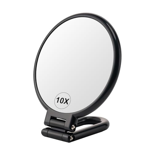 10X Magnifying Mirror with 1X Normal Side, Handheld Makeup Mirror