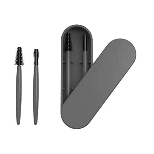 AQUP Reusable Grey Eyebrow & Eyelash Brush with Case - Makeup Spoolie Tool