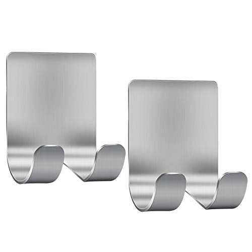 Self Adhesive Stainless Steel Hooks 2 Pack - Razor & Towel Holder