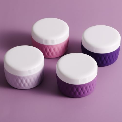 TSA Approved Travel Cream Jars 2oz - Leak-Proof Silicone, 4 Pack
