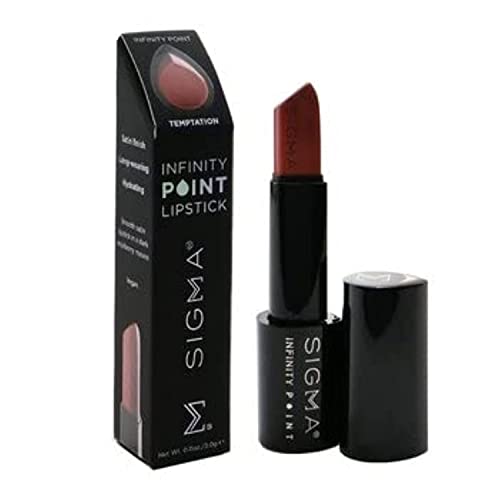 Sigma Beauty Infinity Point Mulberry Muave Lipstick - Longwear Satin Finish Lipstick for Great Lip Color Makeup, Temptation