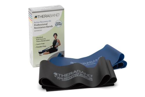 THERABAND Resistance Bands Set, Professional Elastic Band For Upper & Lower Body Exercise, Strength Training without Weights, Physical Therapy, Lower Pilates, & Rehab, Blue & Black, Advanced