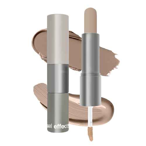 Dual-Ended Cool Toned Cream Contour Stick Liquid for Fair Pale Light Skin Waterproof & Long Lasting Lightweight Blendable Matte Finish Grey Contour Face Makeup,Vegan & Cruelty-Free #2Constructed Gray