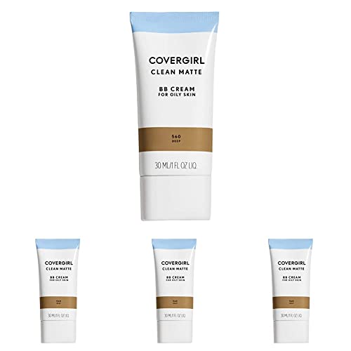 COVERGIRL Clean Matte BB Cream Deep 560 For Oily Skin, (packaging may vary) - 1 Fl Oz (1 Count) (Pack of 4)