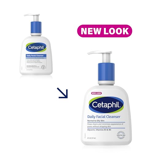 Cetaphil Face Wash, Daily Facial Cleanser for Sensitive, Combination to Oily Skin, NEW 8 oz 3 Pack, Gentle Foaming, Soap Free, Hypoallergenic