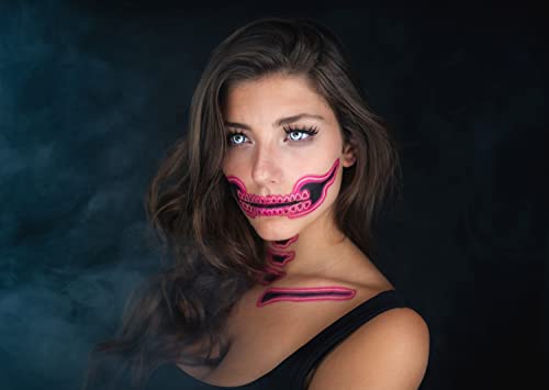 Neon Skull Face Temporary Tattoo - Glow in the Dark, Waterproof