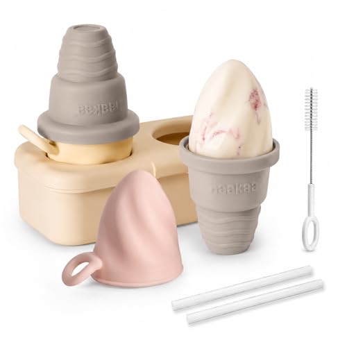 Haakaa Freeze-N-Sip Ice Cream Popsicle Mold Set - Slate Berry, Reusable Silicone, Easy Release, BPA-Free Kids Treat Maker