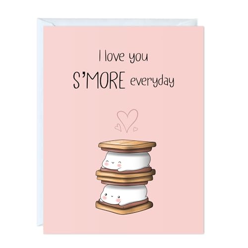 Anniversary Birthday Card for Her Him/Funny for Boyfriend Girlfriend/Husband Wife/Handmade Greeting Card (I Love You S'more)