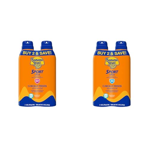 Banana Boat Ultra Sport Reef Friendly Sunscreen Spray, Broad Spectrum SPF 50 & 30, 6 Oz (Pack of 2), Sport Ultra SPF 30 Sunscreen Spray