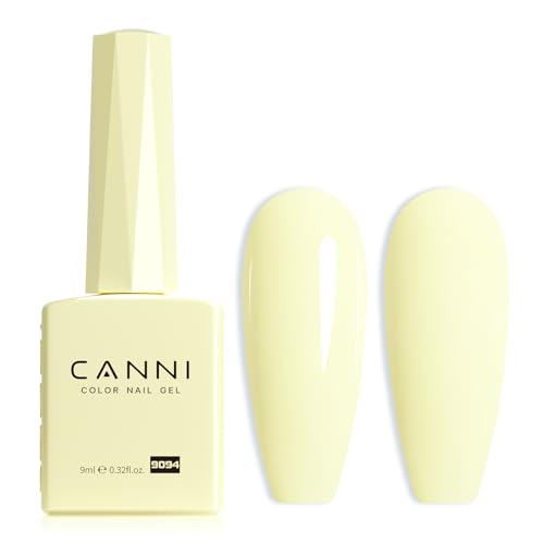 CANNI Pastel Yellow Gel Nail Polish - Light Yellow UV/LED 1Pcs, Long Lasting, Salon Quality, Barley White Variation