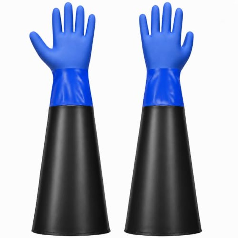 Extra Long Sandblasting Gloves - 24.5 Inch Rubber Protection, XL