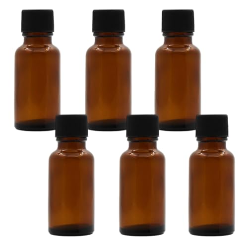 6Pcs Amber Glass Essential Oil Bottles 20ml Leakproof