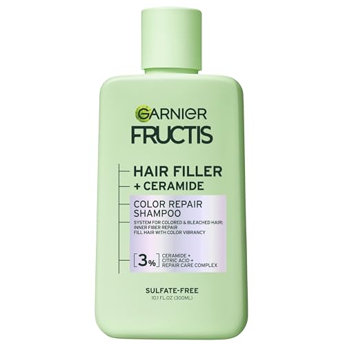 Garnier Fructis Hair Filler Color Repair Shampoo with Ceramide, Smoothing & Sulfate Free Shampoo for Colored, Bleached Hair, 10.1 Fl Oz, 1 Count