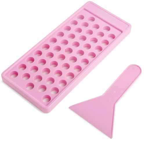 Juland Lip Balm Filling Tray with Scraper & Spatula 1 Set, 50-Cavity Mold for DIY Lip Balm and Lipstick, BPA-Free, Light Pink