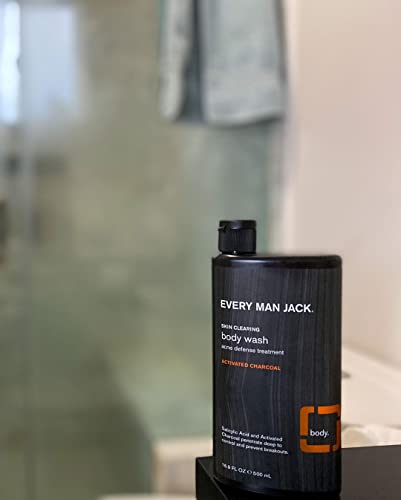 Every Man Jack Hydrating Body Wash for all skin types - Naturally Derived Ingredients - Cleanse, Nourish, and Hydrate Skin -Paraben Free, Phthalate Free, Dye Free-24oz - 2pack (Activated Charcoal)