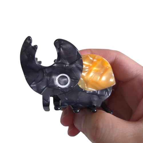Funny Rhinoceros Beetle Hair Clip,Acetate Hair Clip,Small Claw Clip for Women, 1 Count (Pack of 1)