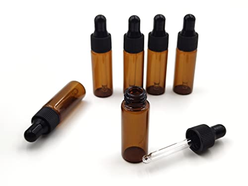15ml Amber Glass Dropper Bottles with Black Caps - Essential Oil Vials