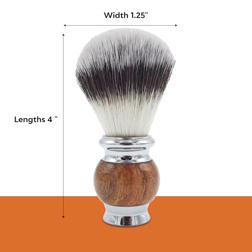 Jack Shaver¢ç Men's Shaving Brush for Soap, Luxury Missanda Hardwood and Stainless Steel, Cream or Foam with Classic Synthetic Silvertip Vegan Friendly Badger Bristles Male Grooming Gift